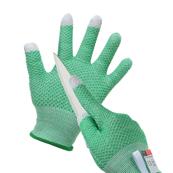 Uxcell Cut Resistant Gloves Touchscreen Level 5 Protection Cutting Gloves Anti Cut Kitchen Work Glove for Mandolin Slicing,Green, Medium