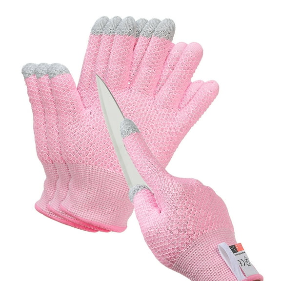 Uxcell Cut Resistant Gloves Touchscreen Level 5 Protection Cutting Gloves Anti Cut Kitchen Work Glove for Mandolin Slicing,Pink, Medium, 2 Pair
