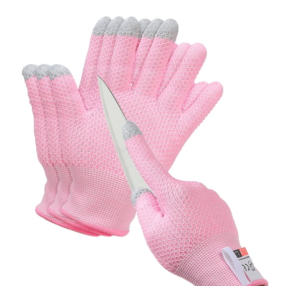 Uxcell Cut Resistant Gloves Touchscreen Level 5 Protection Cutting Gloves Anti Cut Kitchen Work Glove for Mandolin Slicing,Pink, Small, 2 Pair