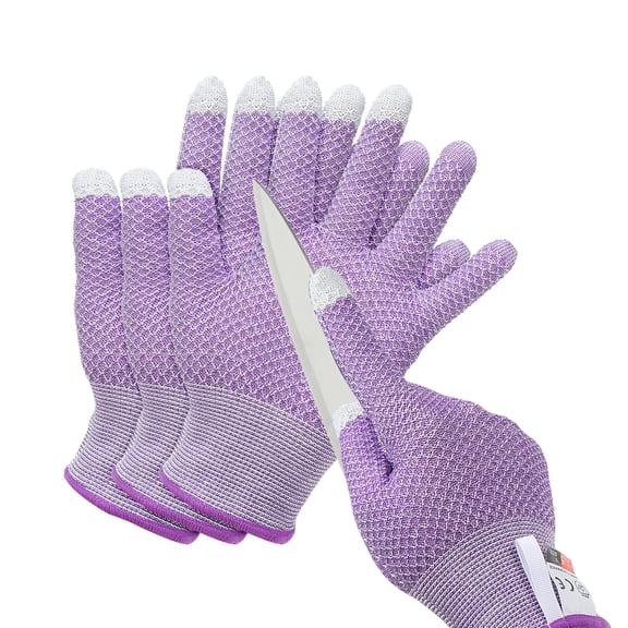 Uxcell Cut Resistant Gloves Touchscreen Level 5 Protection Cutting Gloves Anti Cut Kitchen Work Glove for Mandolin Slicing,Purple, X-Large, 2 Pair