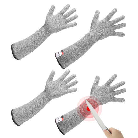 Uxcell Cut Resistant Sleeves with Gloves, Arm Protection Sleeve HPPE for Kitchen, Welding, Farming Gray 17 Inch