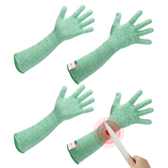 Uxcell Cut Resistant Sleeves with Gloves, Arm Protection Sleeve HPPE for Kitchen, Welding, Farming Green 20 Inch