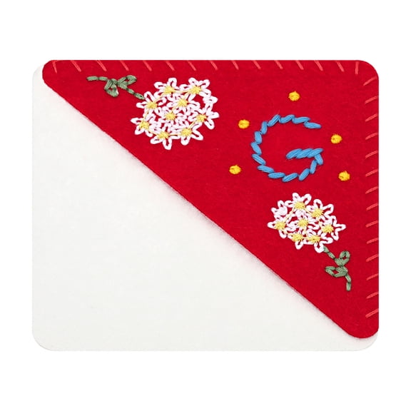 Uxcell Cute Flower Felt Personalized Embroidered Corner Bookmark,  Red,  Letter g