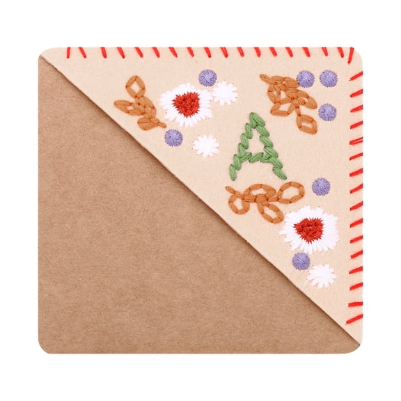 Uxcell Cute Flower Felt Personalized Embroidered Corner Bookmark, White, Letter a