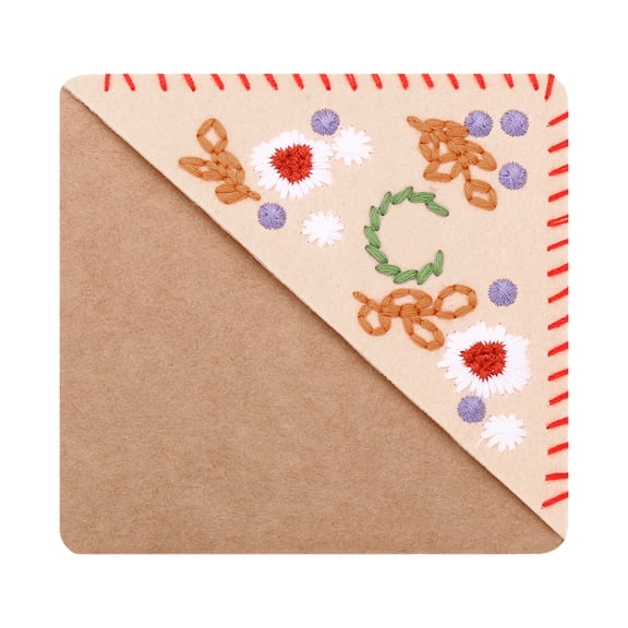 Uxcell Cute Flower Felt Personalized Embroidered Corner Bookmark, White, Letter c