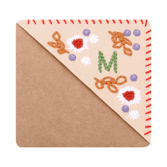 Uxcell Cute Flower Felt Personalized Embroidered Corner Bookmark, White, Letter m