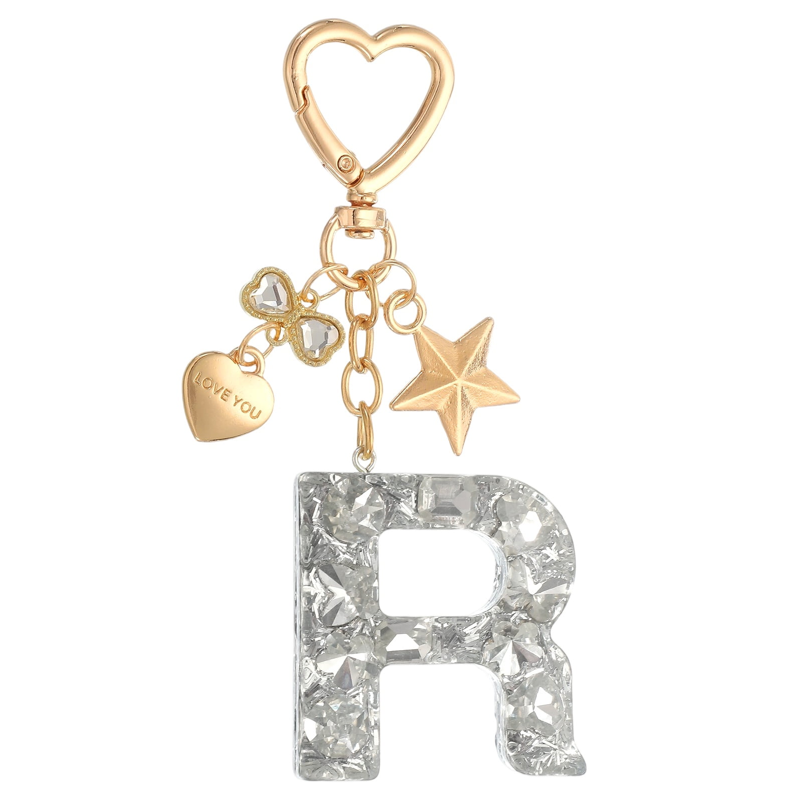 Uxcell Cute Initial Letter Keychain for Bag Backpack Purse Car Keys ...