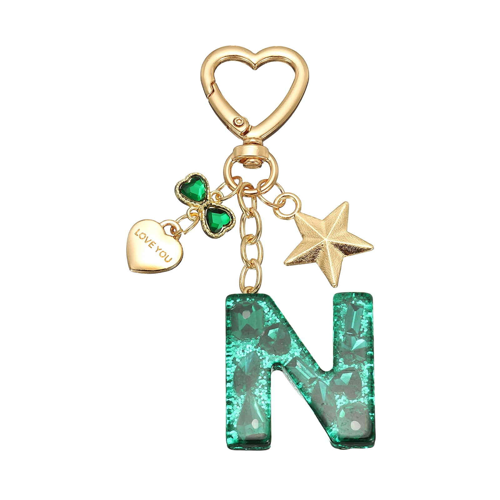 Secret N Keychain Uxcell Cute Initial Letter Keychain for Bag Backpack Purse Car Keys ...