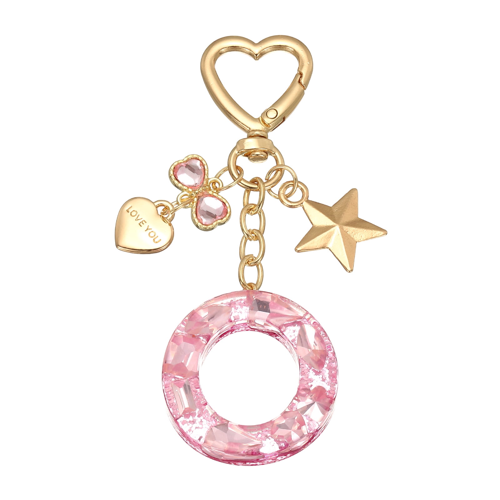 Uxcell Cute Initial Letter Keychain for Bag Backpack Purse Car Keys ...
