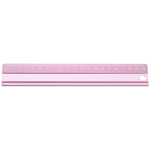 Uxcell Cutting Rulers 20cm Metric Aluminum Alloy Safety Straight Ruler Metal Thickening Measure Drafting Tool with Sponge Backing for Architects Artists Classroom Office, Pink