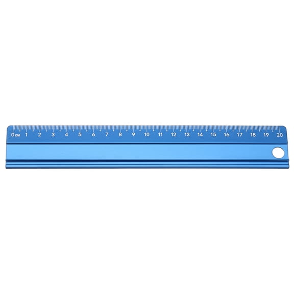 Uxcell Cutting Rulers 20cm Metric Aluminum Alloy Safety Straight Ruler Metal Thickening Measure Drafting Tool with Sponge Backing for Architects Artists Classroom Office, Blue