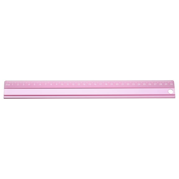 Uxcell Cutting Rulers 30cm Metric Aluminum Alloy Safety Straight Ruler Metal Thickening Measure Drafting Tool with Sponge Backing for Architects Artists Classroom Office, Pink