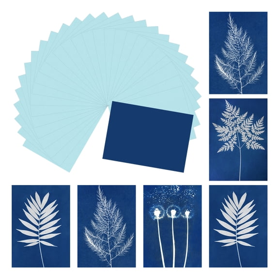 Uxcell Cyanotype Paper, 12 Sheet Sun Print Paper Kit Light Blue Crafts Paper 5.8x4.1 Inch