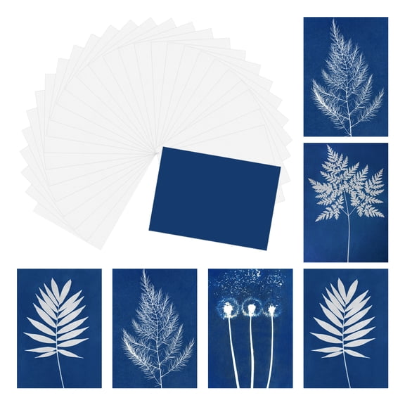Uxcell Cyanotype Paper, 32 Sheet Sun Print Paper Kit White Crafts Paper 5.8x4.1 Inch
