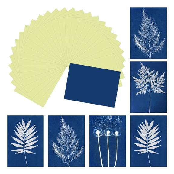 Uxcell Cyanotype Paper, 32 Sheet Sun Print Paper Kit Yellow Crafts Paper 5.8x4.1 Inch