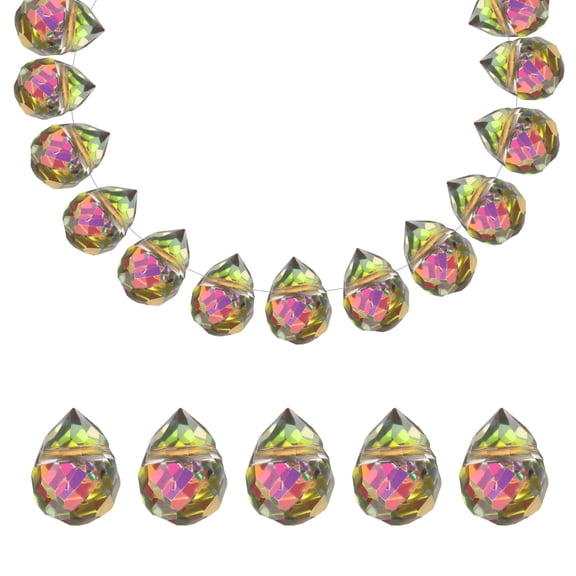 Uxcell 100 Pcs Faceted Teardrop Crystal Beads, Top Drilled Glass Beads Colorful Crystal Shiny Teardrop Dangle Charms for DIY Craft Necklace Bracelet Earring Jewelry Making, Dazzling