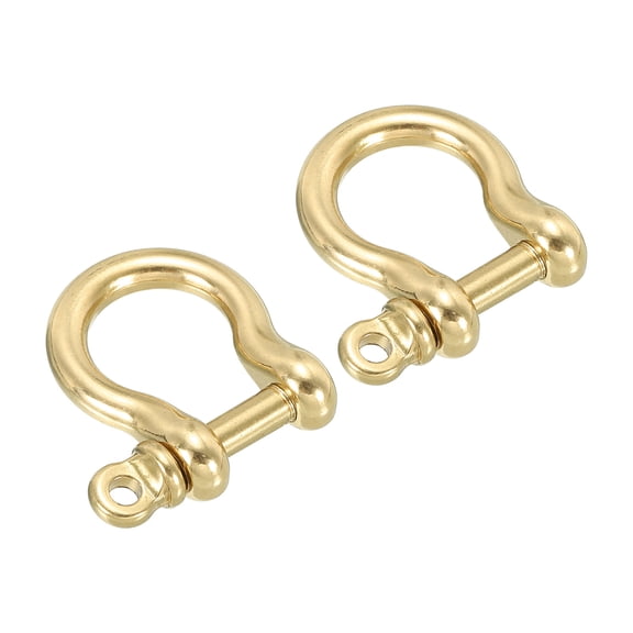 Uxcell D-Ring Shackle, 2 Pack 10mm Inner Width Brass Pin Shackle U Type Key Fob Hook