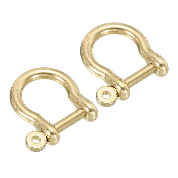 Uxcell D-Ring Shackle, 2 Pack 15mm Inner Width Solid Brass Screw Hook Small Bow Shackles