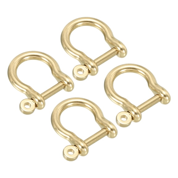 Uxcell D-Ring Shackle, 4 Pack 15mm Inner Width Solid Brass Screw Hook Small Bow Shackles