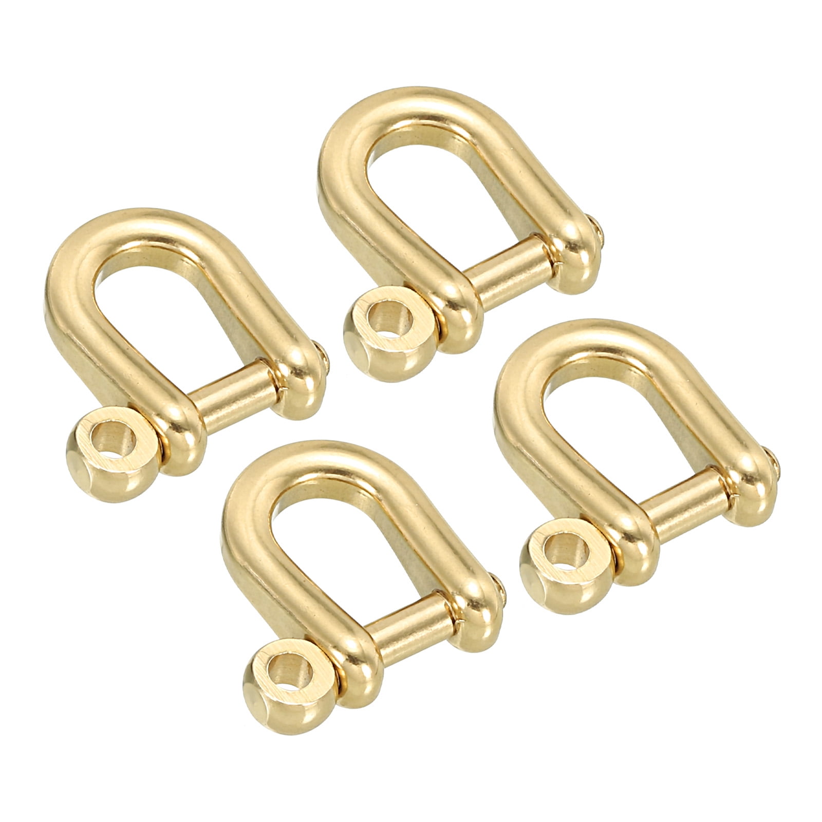Uxcell DRing Shackle, 4 Pack 6mm Inner Width Solid Brass Screw Hook Small Bow Shackles