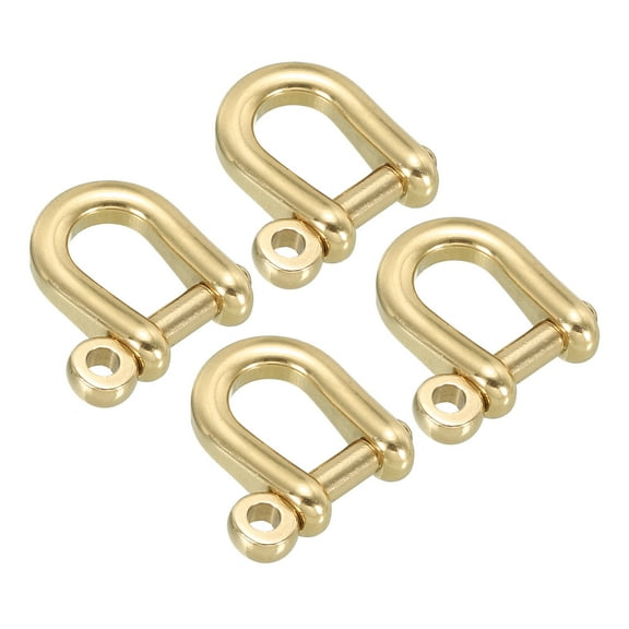 Uxcell D-Ring Shackle, 4 Pack 6mm Inner Width Brass Pin Shackle U Type Key Fob Hook