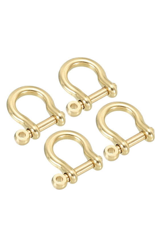 D-Ring Shackle, Brass U Type Fob Key Hook Small Bow Shackles DIY Leather Replacement 9mm