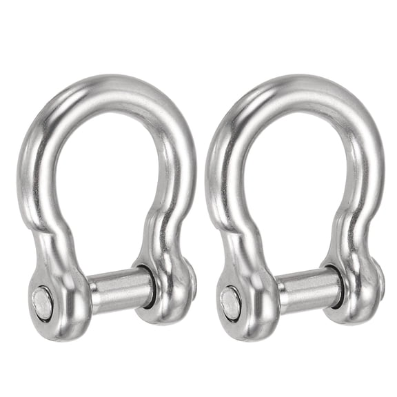 Uxcell D Ring Shackles, (3/16" 5mm, 2 Pcs), 304 Stainless Steel Bow Hex Screw Pin Shackle Heavy Duty Mini Bow Clevis, Suit For-Outdoor/Chain/Boat/Sailboat/Rigging/Marine/Camping