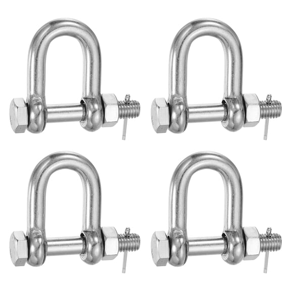 Uxcell D Ring Shackles, (5/16" 7.8mm, 4 Pcs), 304 Stainless Steel Extended D Screw Pin Shackle Heavy Duty Mini Bow Clevis, Suit For-Outdoor/Chain/Boat/Sailboat/Rigging/Marine/Camping