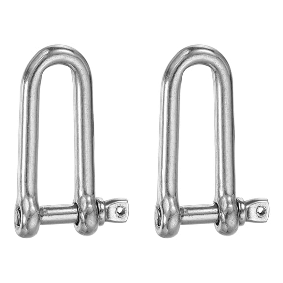 Uxcell D Ring Shackles, (5/32" 4mm, 2 Pcs), 304 Stainless Steel Extended D Screw Pin Shackle Heavy Duty Mini Bow Clevis, Suit For-Outdoor/Chain/Boat/Sailboat/Rigging/Marine/Camping