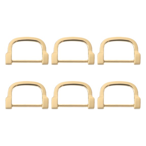 Uxcell D-Rings Screw in Shackle, 6 Pack 20mm U Shape D Ring for Purse Bag DIY, Gold