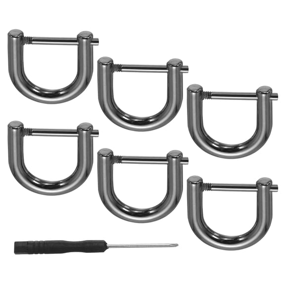 Uxcell D-Rings Screw in Shackle 6 Pcs Zinc Alloy Semicircle Buckles Replacement for Purse Keychain Accessories Black 1/2"