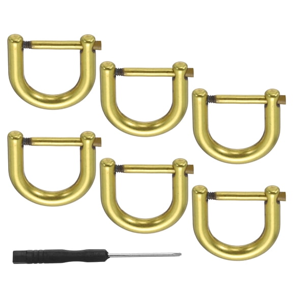 Uxcell D-Rings Screw in Shackle 6 Pcs Zinc Alloy Semicircle Buckles Replacement for Purse Keychain Accessories Gold 1/2"