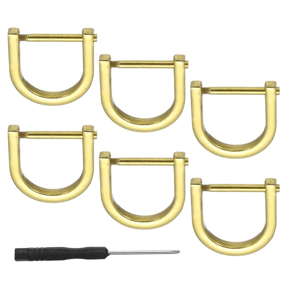 Uxcell D-Rings Screw in Shackle 6 Pcs Zinc Alloy Semicircle Buckles Replacement for Purse Keychain Accessories Gold 13/16"