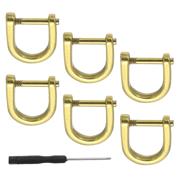 Uxcell D-Rings Screw in Shackle 6 Pcs Zinc Alloy Semicircle Buckles Replacement for Purse Keychain Accessories Gold 3/8"