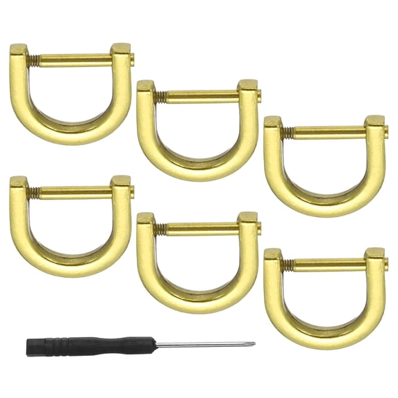 Uxcell D-Rings Screw in Shackle 6 Pcs Zinc Alloy Semicircle Buckles Replacement for Purse Keychain Accessories Gold 9/16"