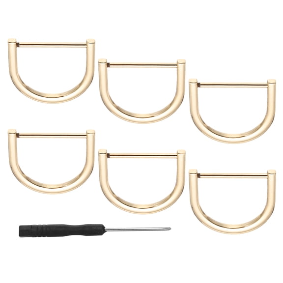 Uxcell D-Rings Screw in Shackle 6 Pcs Zinc Alloy Semicircle Buckles Replacement for Purse Keychain Accessories Light Gold 1-1/2"