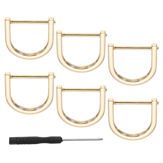 Uxcell D-Rings Screw in Shackle 6 Pcs Zinc Alloy Semicircle Buckles Replacement for Purse Keychain Accessories Light Gold 1"