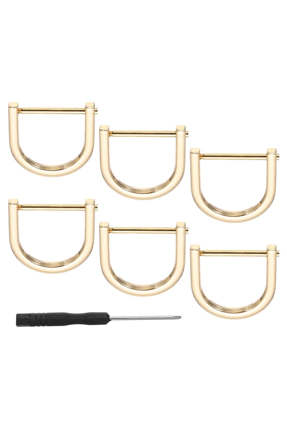 D-Rings Screw in Shackle 6 Pcs Zinc Alloy Semicircle Buckles Replacement for Purse Keychain Accessories Light Gold 1"