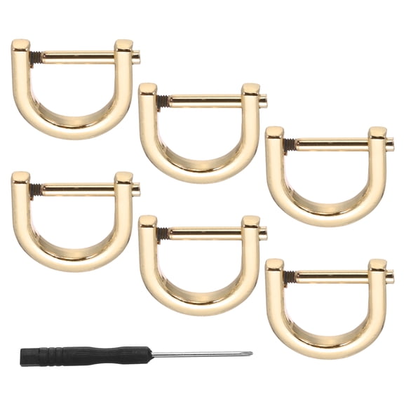 Uxcell D-Rings Screw in Shackle 6 Pcs Zinc Alloy Semicircle Buckles Replacement for Purse Keychain Accessories Light Gold 9/16"