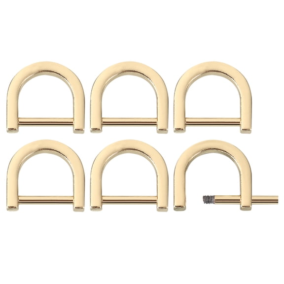 Uxcell D-Rings Screw in Shackle, 6Pack 14.7mm U Shape D Ring for Bag DIY, Gold