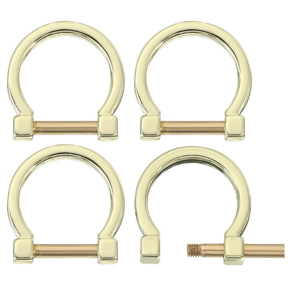 Uxcell D-Rings with Screw Shackle, 4Pack 13mm U Shape D Ring for Bag DIY, Gold