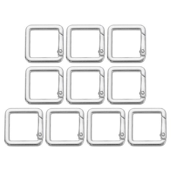 Uxcell Square Shaped Spring Snap Keychain Clip, 10 Pcs Metal Trigger Keychain Hook Clip for Purses Wallet Belts Silver 27mm