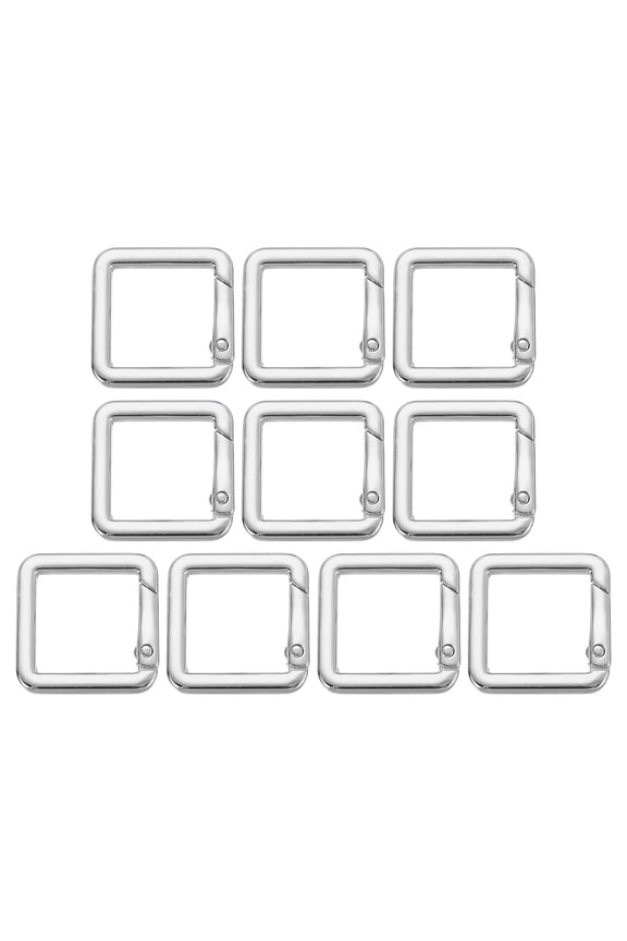 Square Shaped Spring Snap Keychain Clip, 10 Pcs Metal Trigger Keychain Hook Clip for Purses Wallet Belts Silver 27mm