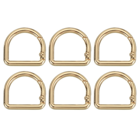 Uxcell D Shaped Spring Snap Keychain Clip, 10 Pcs Metal Trigger Keychain Hook for Purses Wallet Belts Light Gold 27 mm