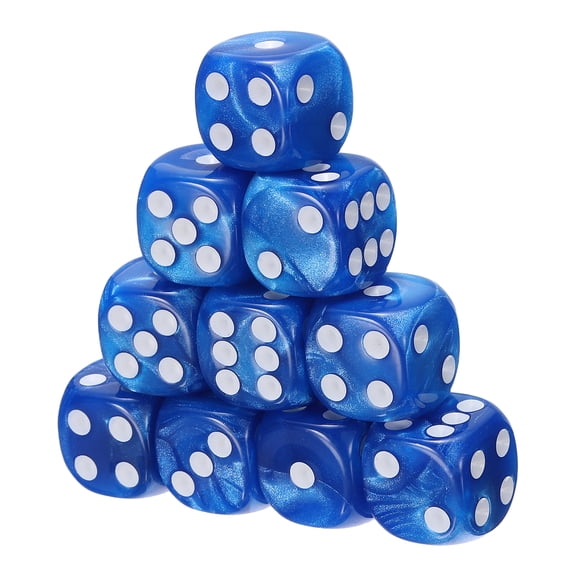 Uxcell D6 Dice 16mm Standard Game Dice, Square Acrylic 6 Sided Pearl Pattern Dice Perfect for DND Board Games, Table Game & Classroom Teaching (Blue, 10pcs)