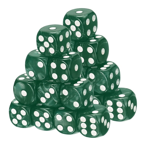 Uxcell D6 Dice 16mm Standard Game Dice, Square Acrylic 6 Sided Pearl Pattern Dice Perfect for DND Board Games, Table Game & Classroom Teaching (Dark Green, 20pcs)