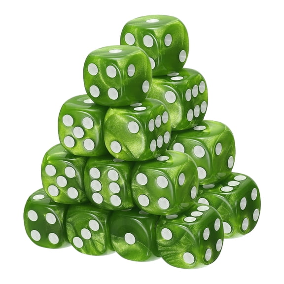 Uxcell D6 Dice 16mm Standard Game Dice, Square Acrylic 6 Sided Pearl Pattern Dice Perfect for DND Board Games, Table Game & Classroom Teaching (Green, 20pcs)