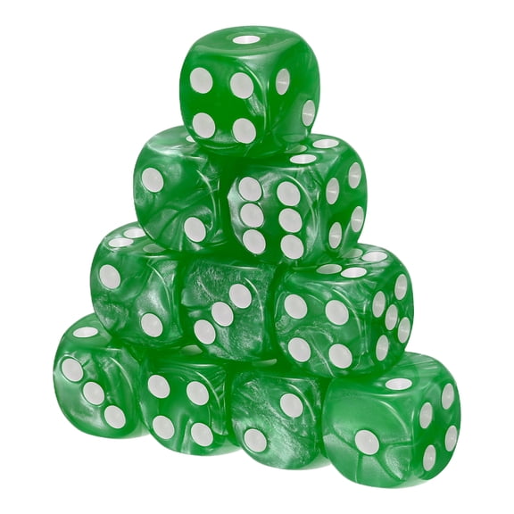 Uxcell D6 Dice 16mm Standard Game Dice, Square Acrylic 6 Sided Pearl Pattern Dice Perfect for DND Board Games, Table Game & Classroom Teaching (Light Green, 10pcs)