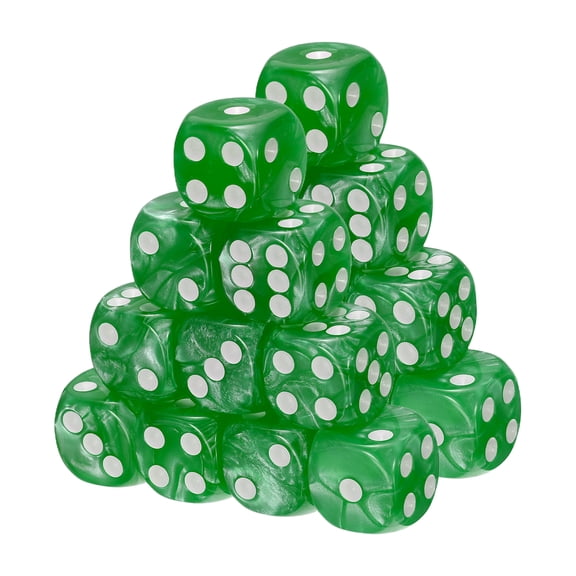 Uxcell D6 Dice 16mm Standard Game Dice, Square Acrylic 6 Sided Pearl Pattern Dice Perfect for DND Board Games, Table Game & Classroom Teaching (Light Green, 20pcs)