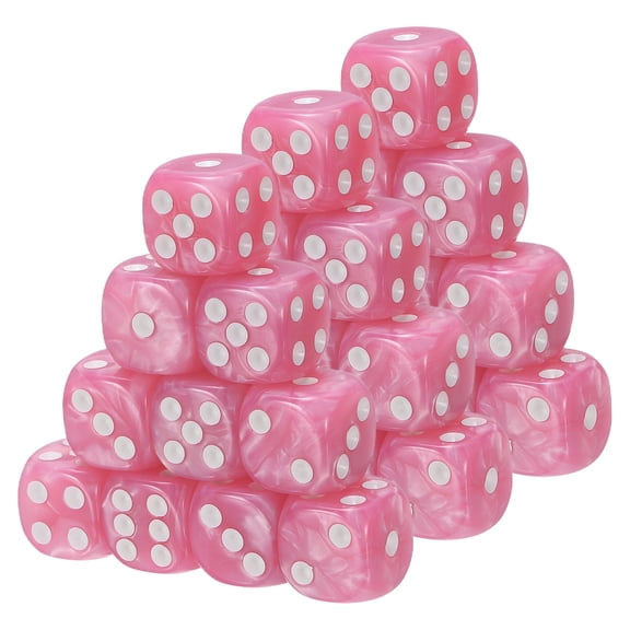 Uxcell D6 Dice 16mm Standard Game Dice, Square Acrylic 6 Sided Pearl Pattern Dice Perfect for DND Board Games, Table Game & Classroom Teaching (Pink, 30pcs)